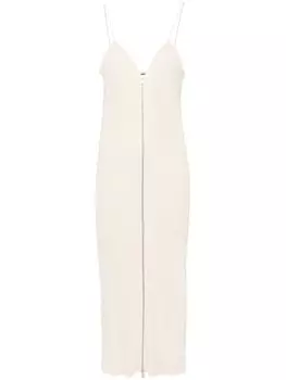 Jil Sander платье макси в рубчик, серый