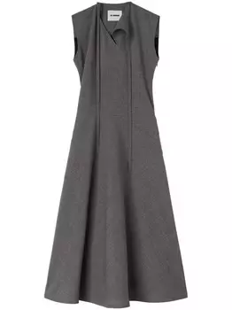 Jil Sander платье миди асимметричного кроя, серый