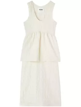 Jil Sander платье миди с баской, белый