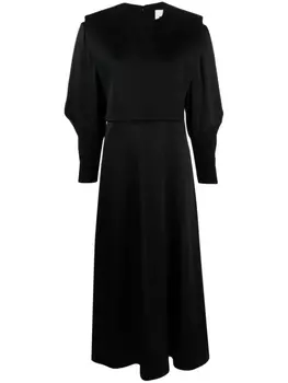 Jil Sander платье миди с длинными рукавами и поясом, черный