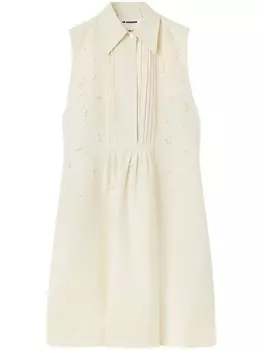 Jil Sander платье-рубашка с вышивкой, нейтральный цвет