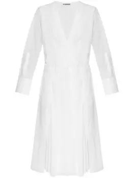 Jil Sander плиссированное платье миди, белый