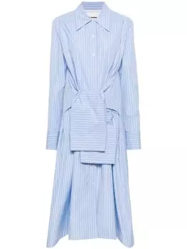 Jil Sander полосатое платье миди, синий
