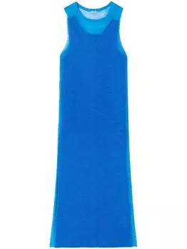 Jil Sander полупрозрачное платье макси, синий