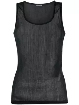 Jil Sander полупрозрачный топ без рукавов, черный