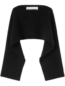 Jil Sander пончо из смесовой шерсти, черный