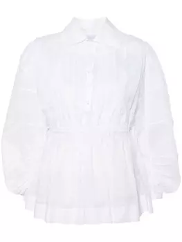 Jil Sander поплиновая рубашка с плиссировкой, белый