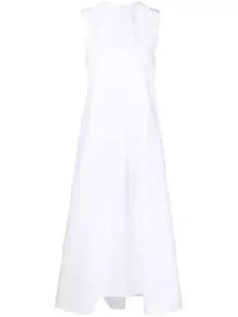 Jil Sander поплиновое платье макси со вставками, белый