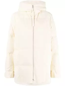 Jil Sander пуховик на молнии с капюшоном, нейтральный цвет