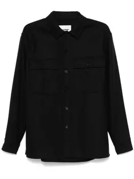 Jil Sander рубашка из вирджинской шерсти, черный