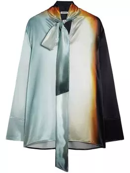 Jil Sander рубашка с абстрактным узором, синий