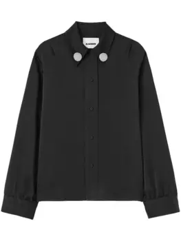 Jil Sander рубашка с декорированной застежкой, черный