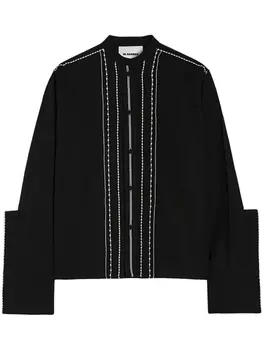 Jil Sander рубашка со складками, черный