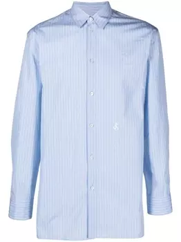 Jil Sander рубашка в полоску с вышитым логотипом, синий