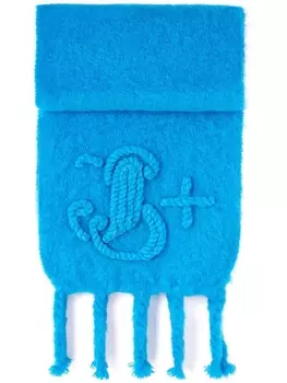 Jil Sander шарф крупной вязки с вышитым логотипом, синий