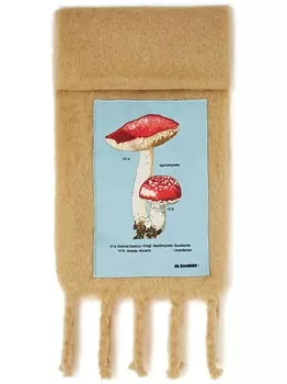 Jil Sander шарф с бахромой и аппликацией, коричневый