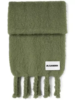Jil Sander шарф с логотипом, зеленый