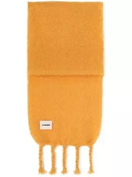 Jil Sander шарф с нашивкой-логотипом, оранжевый