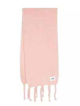 Jil Sander шарф с нашивкой-логотипом, розовый