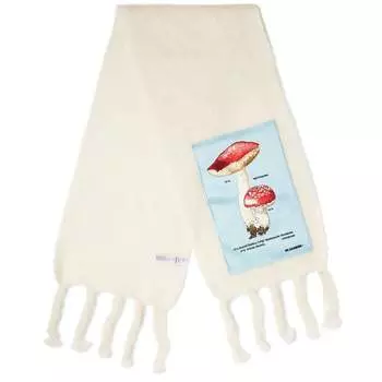 Jil Sander+ Шарф с нашивкой в виде грибов, белый