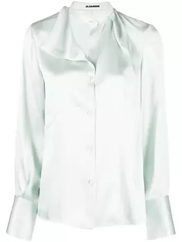 Jil Sander шелковая блузка асимметричного кроя, зеленый