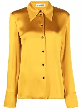 Jil Sander шелковая рубашка с заостренным воротником, оранжевый