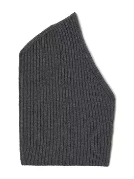 Jil Sander шерстяная балаклава в рубчик, серый