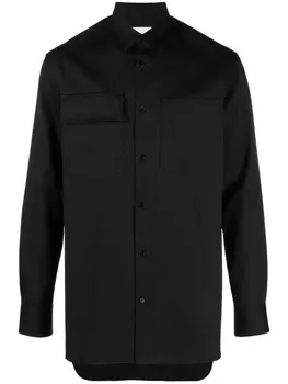 Jil Sander шерстяная рубашка с длинными рукавами, черный