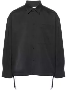 Jil Sander шерстяная рубашка с завязками по краю, серый