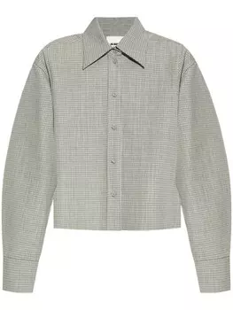 Jil Sander шерстяная рубашка в клетку, серый