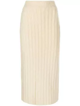 Jil Sander шерстяная юбка миди в рубчик, нейтральный цвет