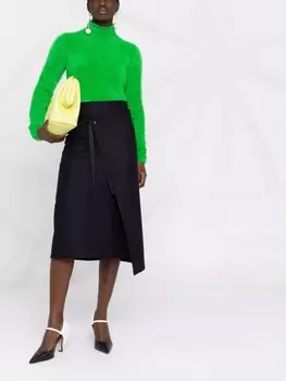 Jil Sander шерстяная юбка с завязками, черный