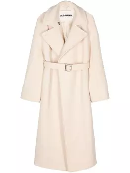Jil Sander шерстяное пальто с поясом, серый