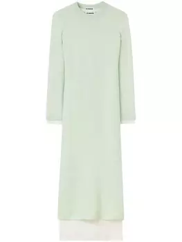 Jil Sander шерстяное платье миди, зеленый