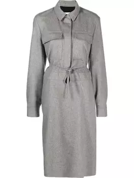 Jil Sander шерстяное платье-рубашка с поясом, серый