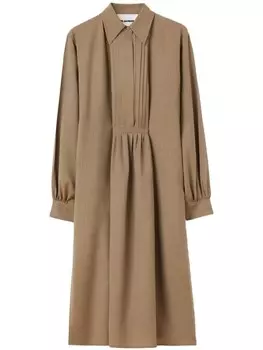 Jil Sander шерстяное платье с косым воротником, коричневый