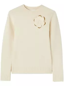 Jil Sander шерстяной джемпер с цветочной аппликацией, нейтральный цвет