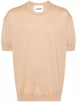 Jil Sander шерстяной джемпер с короткими рукавами, нейтральный цвет