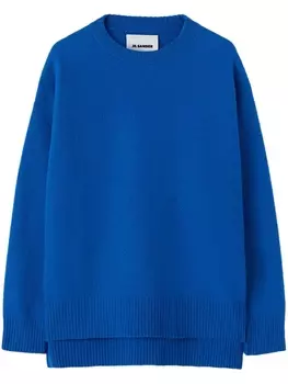 Jil Sander шерстяной джемпер с круглым вырезом, синий