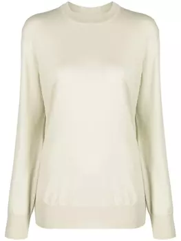 Jil Sander шерстяной джемпер с круглым вырезом, зеленый