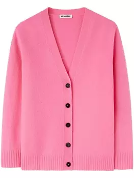 Jil Sander шерстяной кардиган с V-образным вырезом, розовый