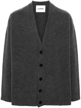 Jil Sander шерстяной кардиган с V-образным вырезом, серый