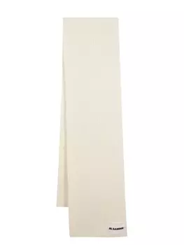 Jil Sander шерстяной шарф с нашивкой-логотипом, нейтральный цвет