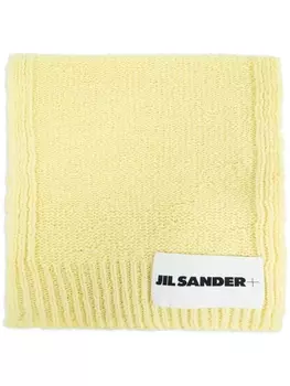 Jil Sander шерстяной шарф с нашивкой-логотипом, желтый