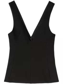 Jil Sander шерстяной топ с глубоким вырезом, черный