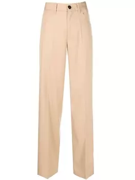 Jil Sander шерстяные брюки прямого кроя, коричневый