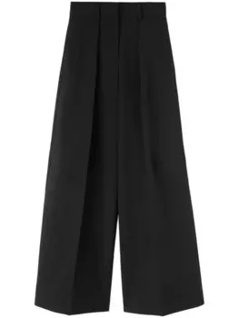 Jil Sander шерстяные брюки широкого кроя, черный