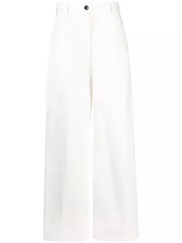 Jil Sander широкие брюки с завышенной талией, белый