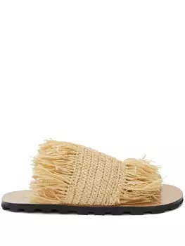 Jil Sander соломенные сандалии на плоской подошве, нейтральный цвет