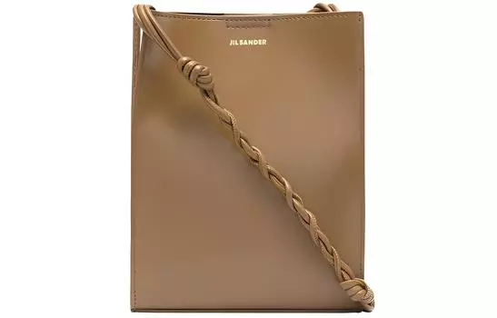 JIL SANDER Сумка через плечо из гладкой кожи, женская, коричневого цвета